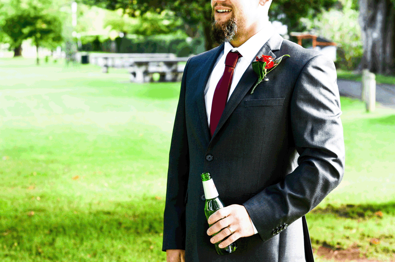 Close-up of groom.