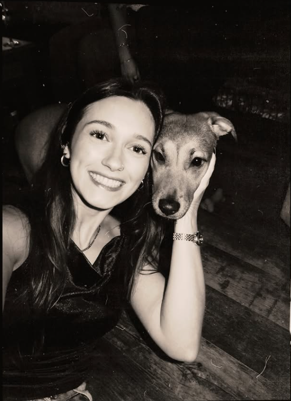 Central MA photographer, EMB Creating, smiling with dog.