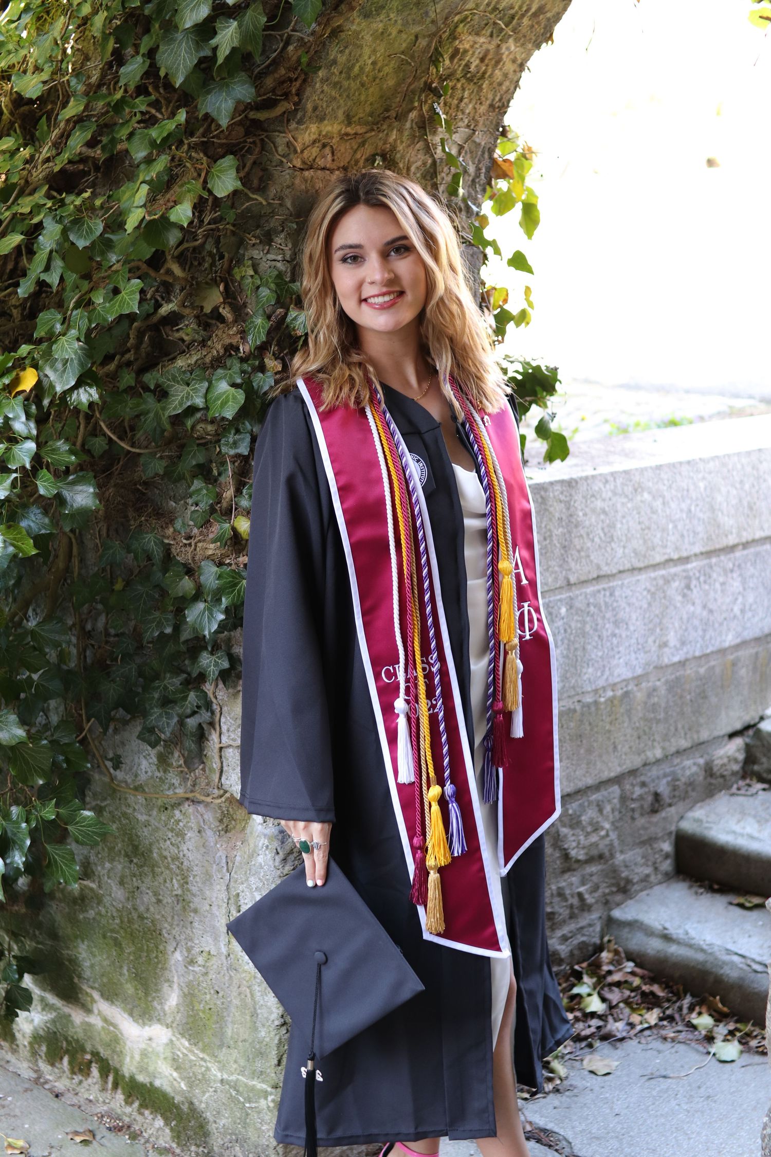 Alpha Phi senior photo, graduation photo, master's degree, engineering, WPI. Worcester, MA