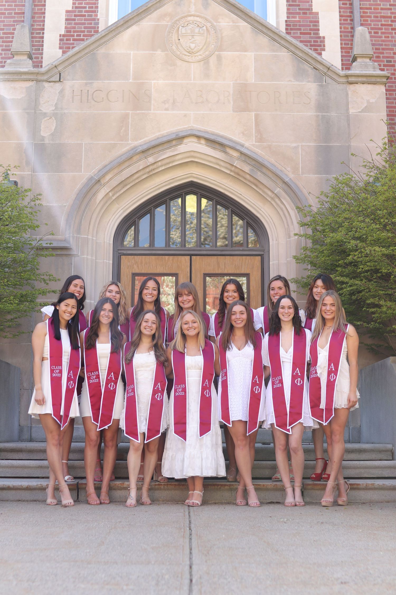 Senior group graduation photos, WPI graduates, sorority girls, sorority graduation. Worcester, MA.