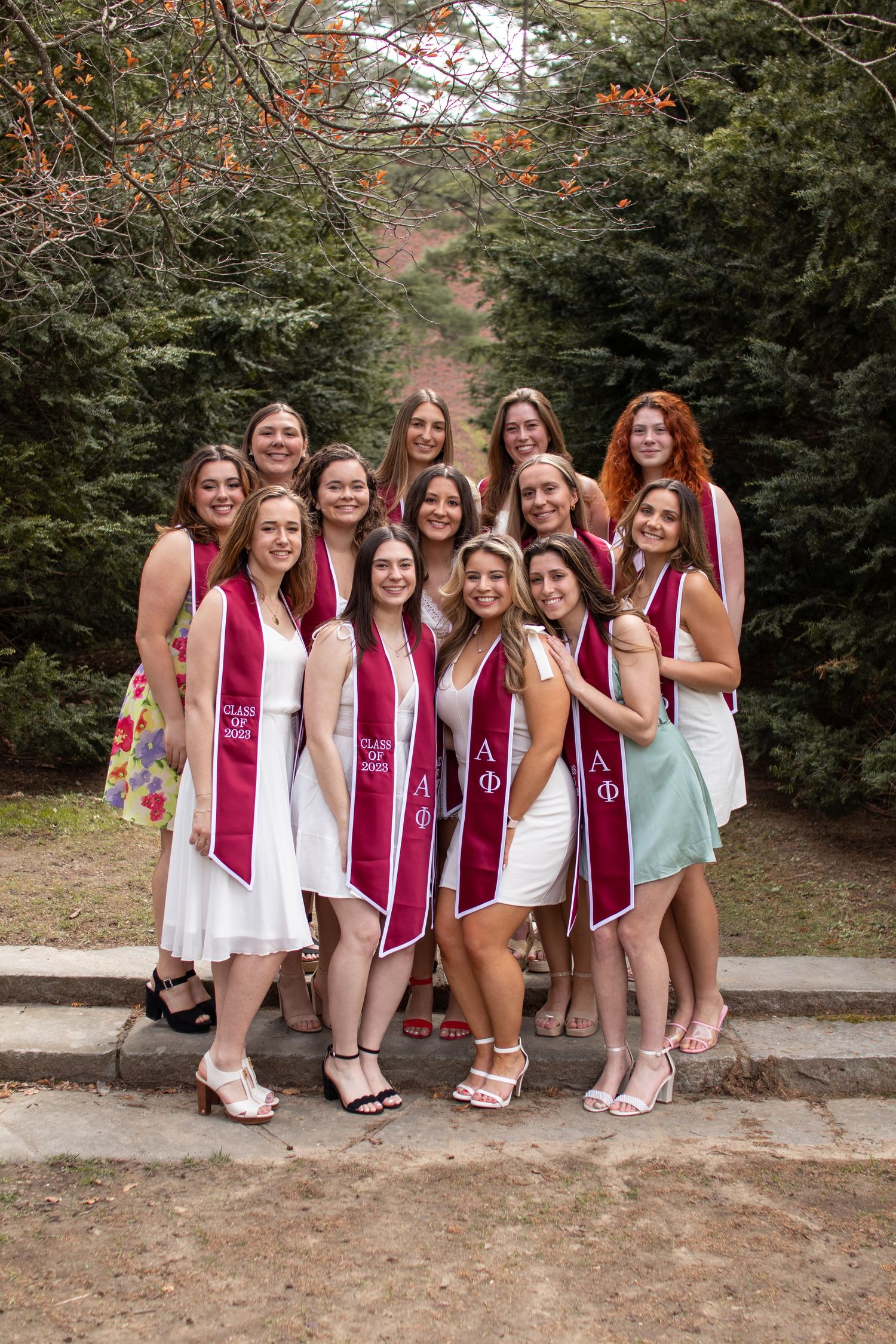 Alpha Phi Sorority senior photos, group graduation picture, Worcester Polytechnic Institute. Worcester, MA.