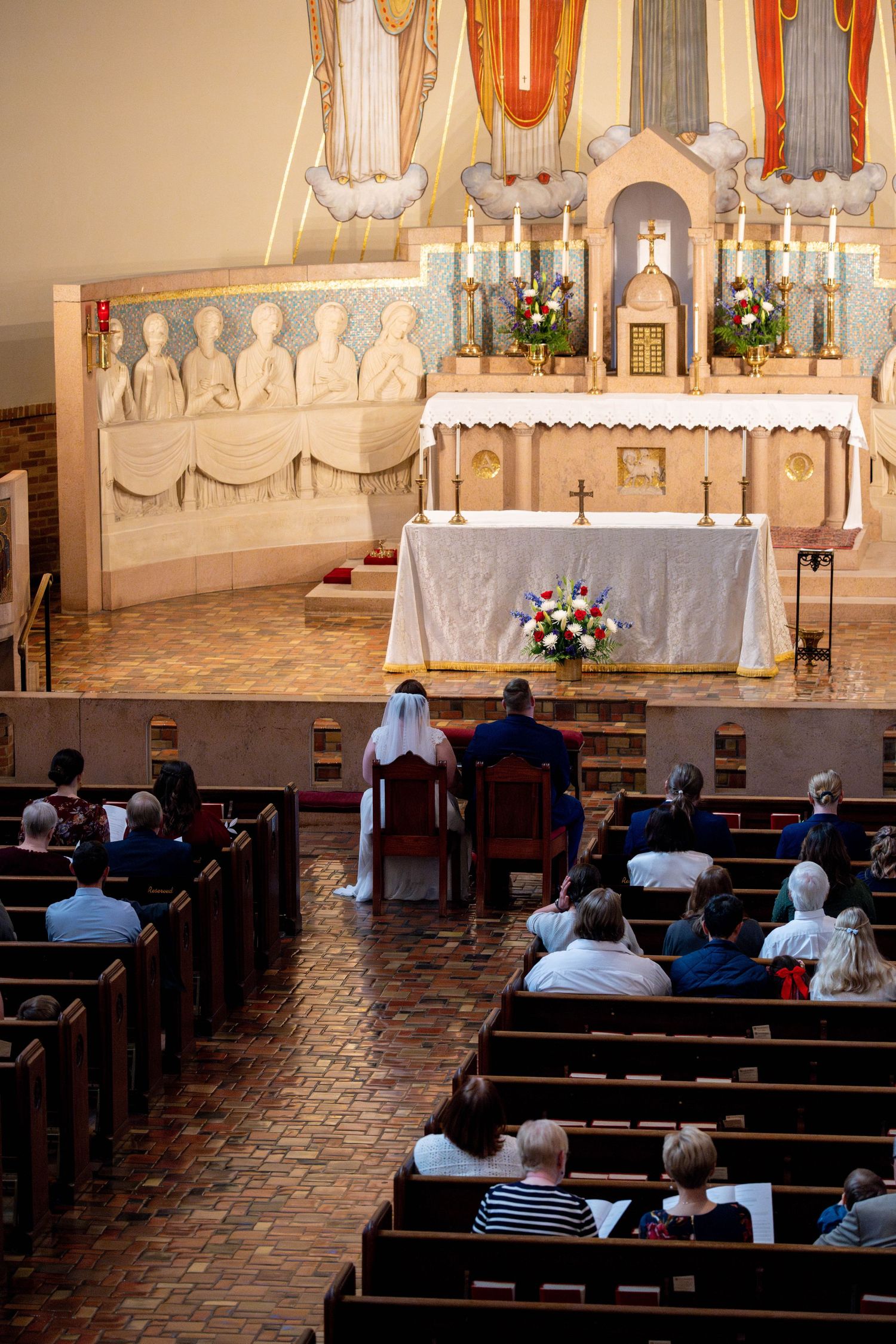 Wedding Ceremony shot from choir loft Saint Benedict Catholic Church Richmond Virginia