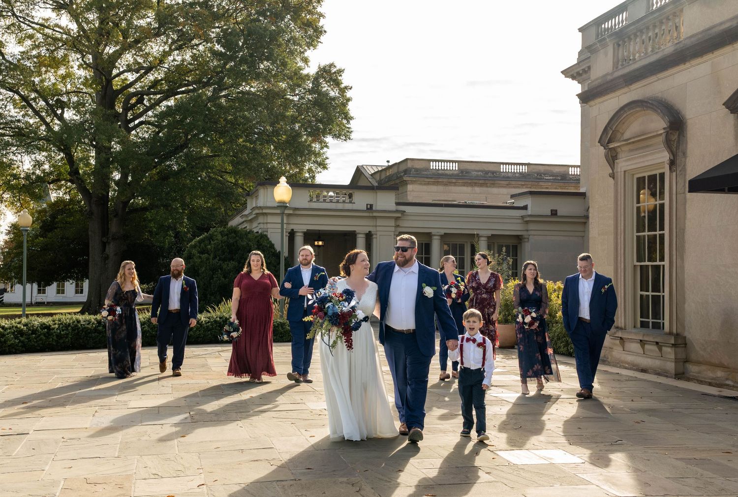 Bridal party portraits on grounds of Virginia Museum of Fine Arts Richmond Virginia
