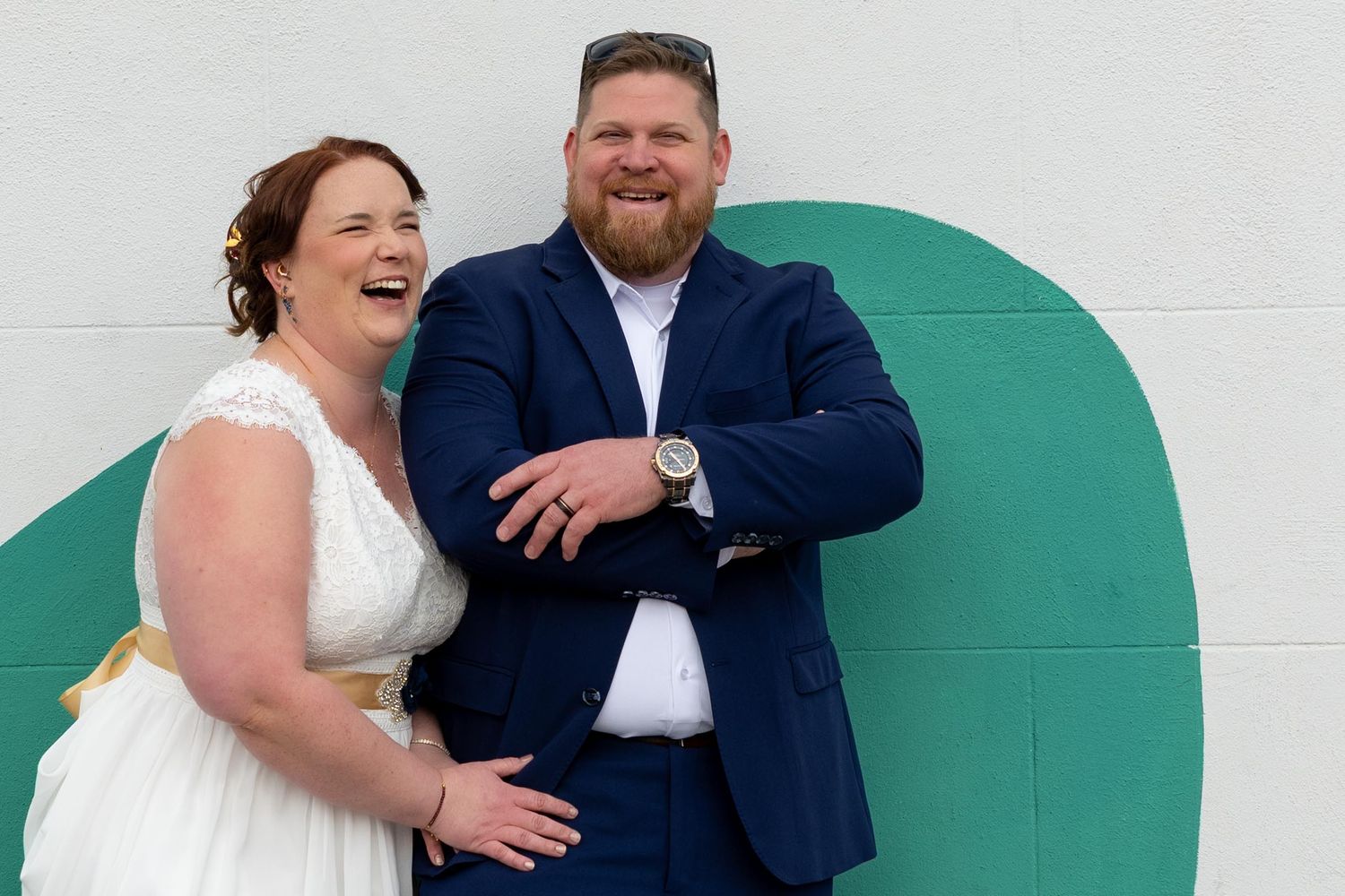 Bride and Groom Laughing Richmond Virginia