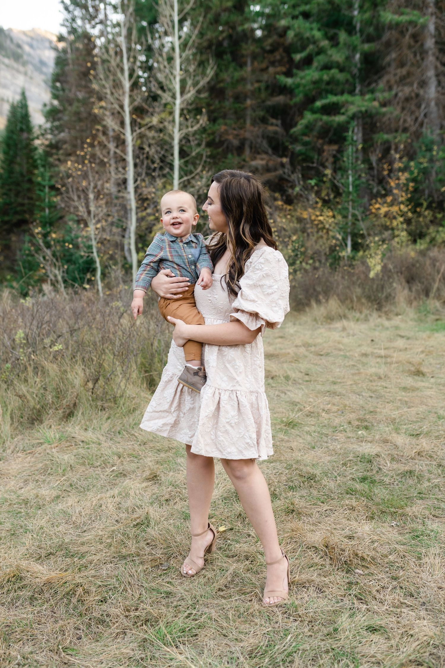 Mother and son portrait during their Fall family photos by their Utah Family Photographer.