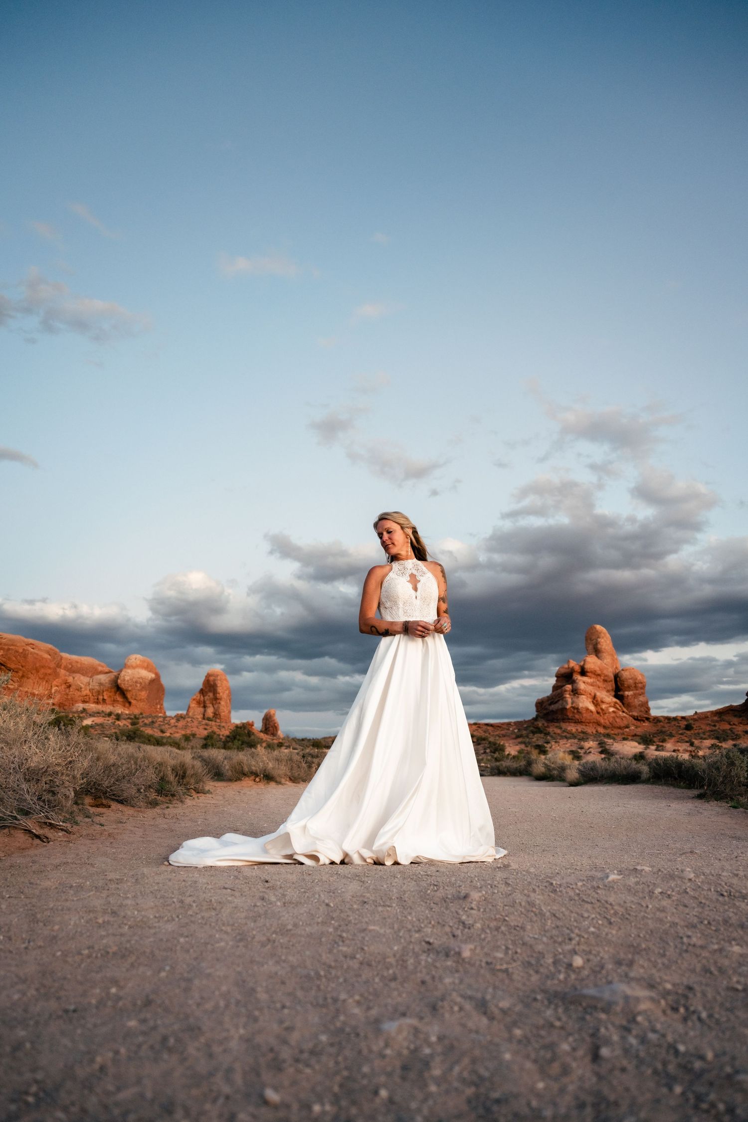 Bridal portrait at Arches National Park by Arches Wedding Photographer