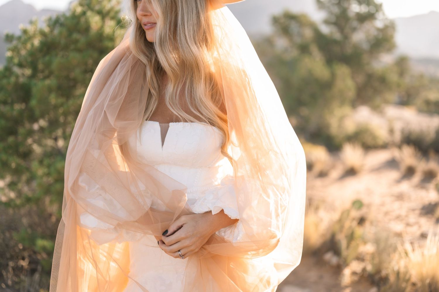 Utah elopement photographer captures the romance of a desert sunrise bridal session