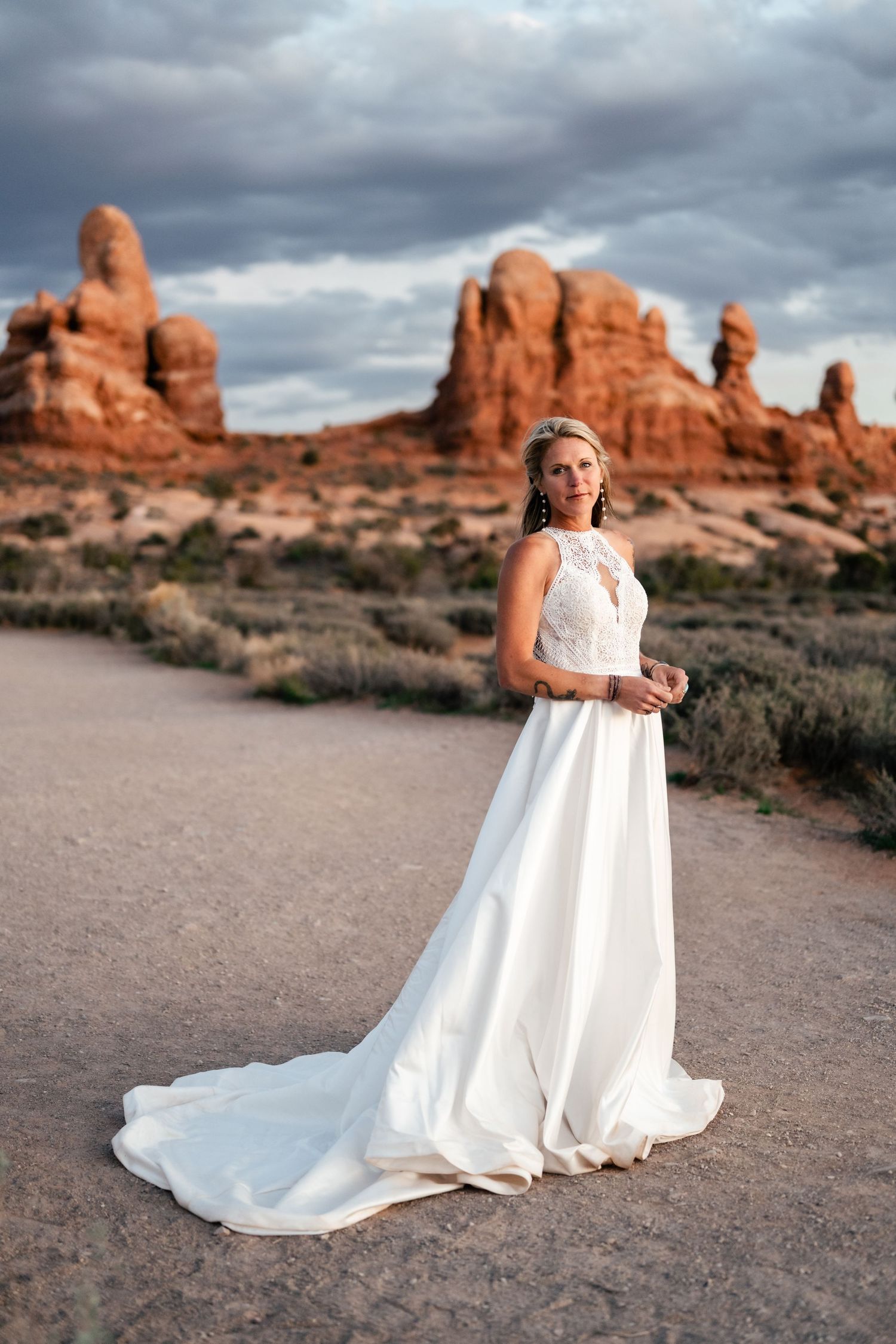 Bridal portrait at Arches National Park by Arches Wedding Photographer