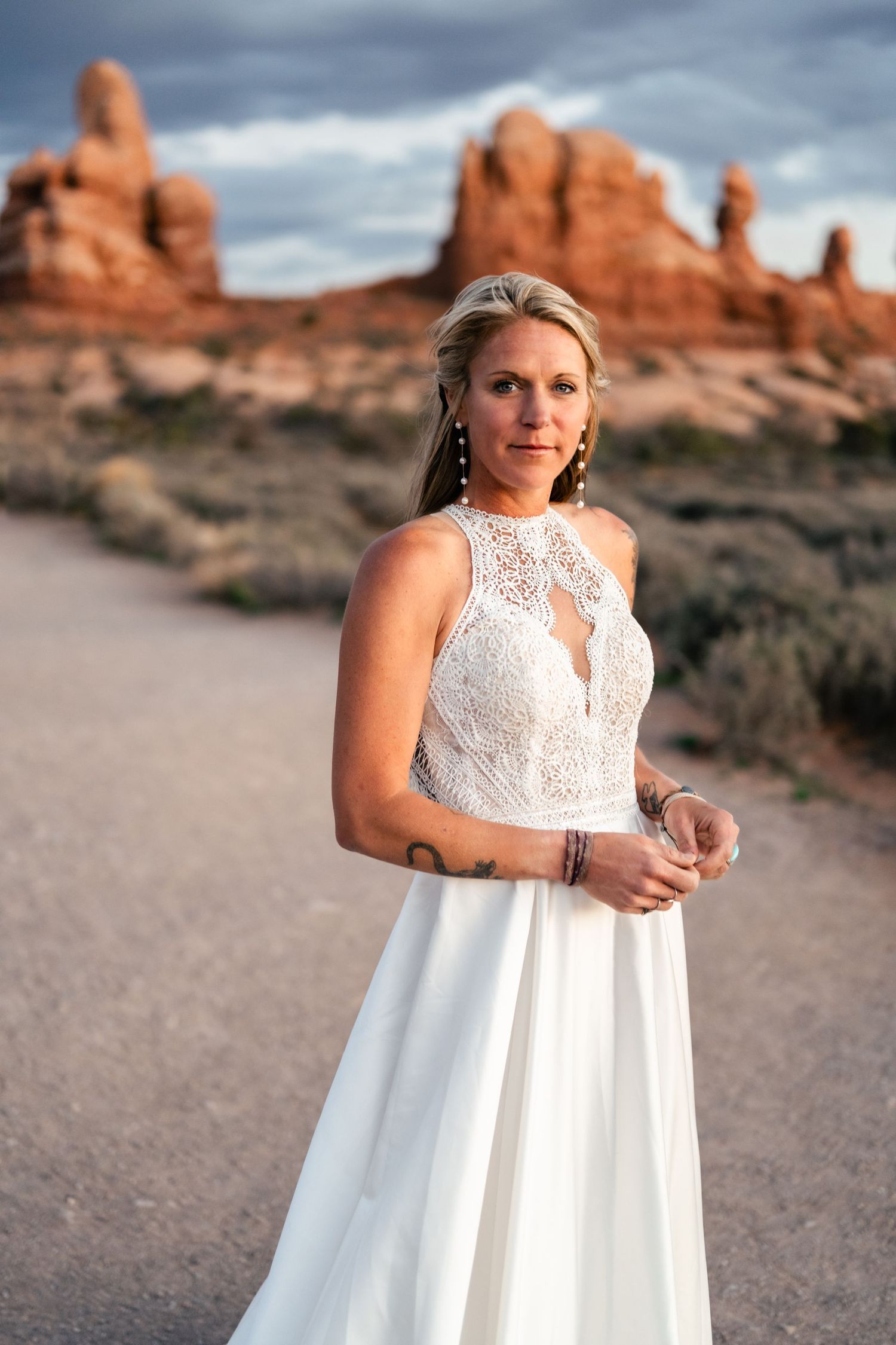 Bridal portrait at Arches National Park by Arches Wedding Photographer