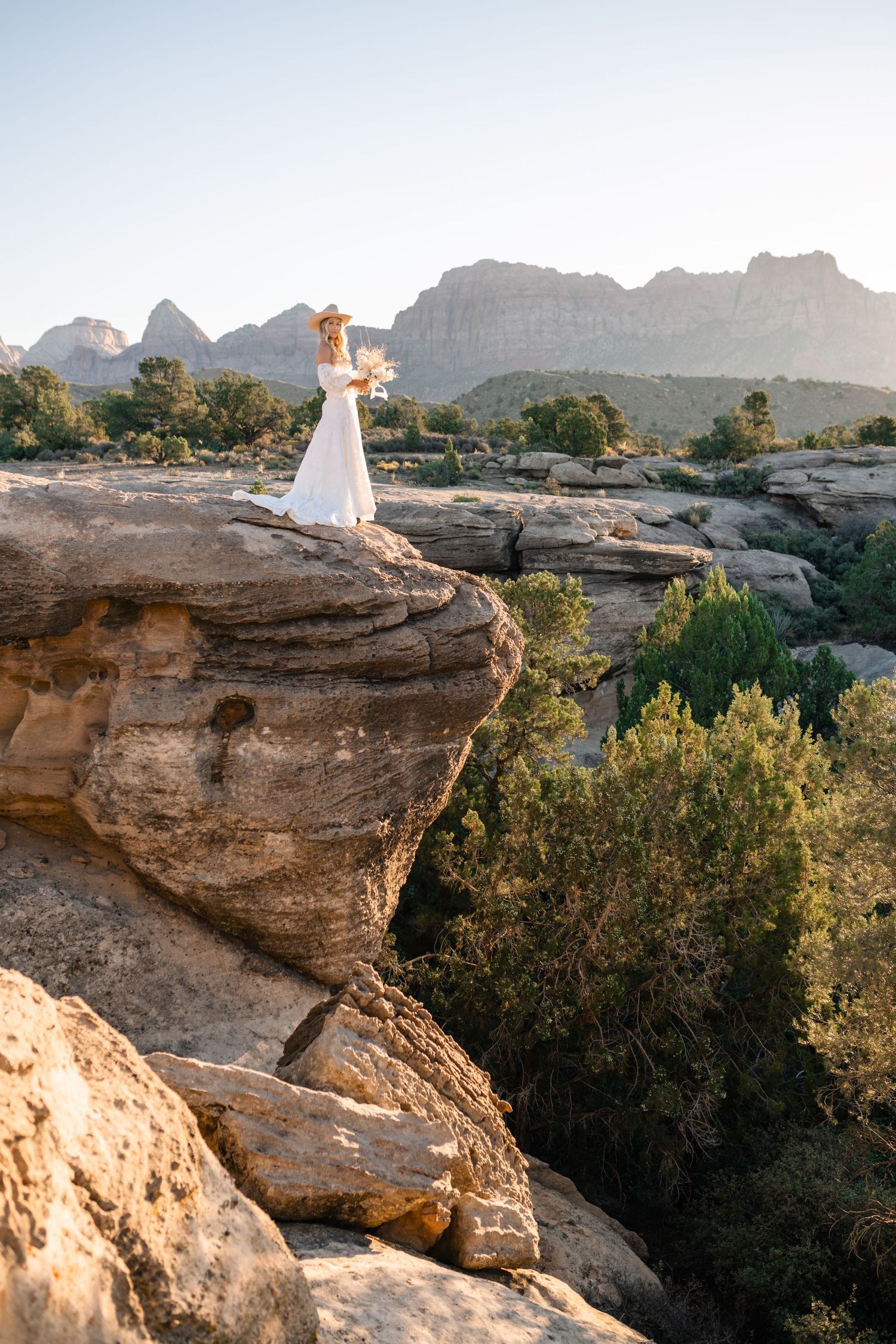 Utah elopement photographer captures the romance of a desert sunrise bridal session