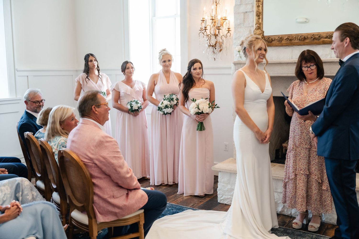 A series of wedding reception photos showing dancing guests and couples in formal attire celebrating in an elegant ballroom.