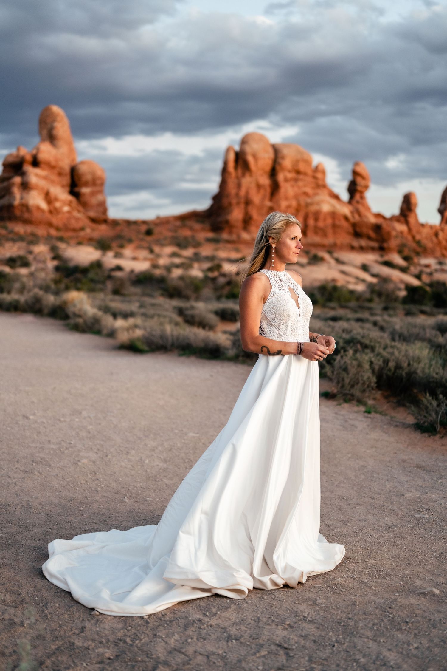 Bridal portrait at Arches National Park by Arches Wedding Photographer