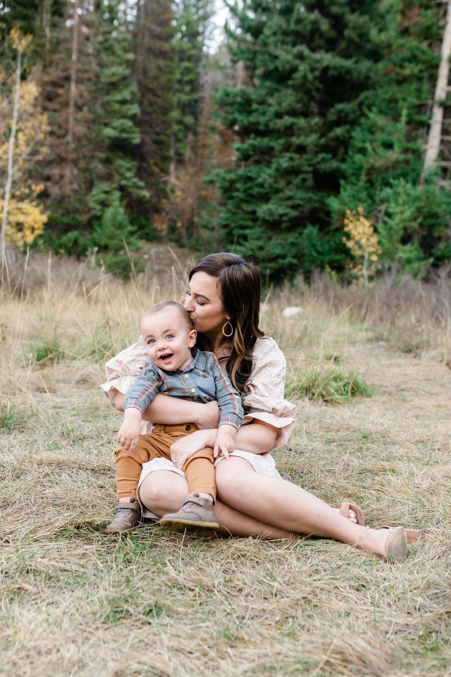 Mother and son portrait during their Fall family photos by their Utah Family Photographer.