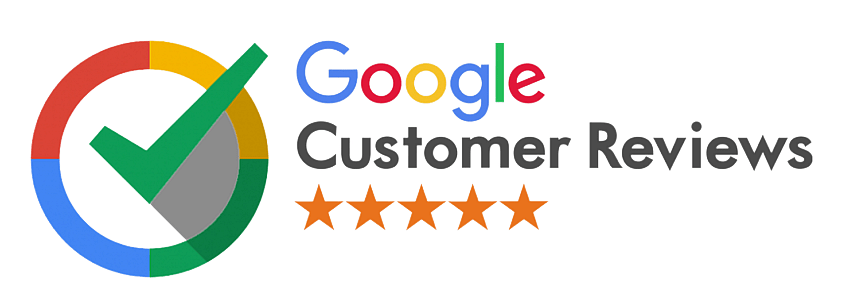 Three Google business review logos showing star ratings and checkmark verification symbols.