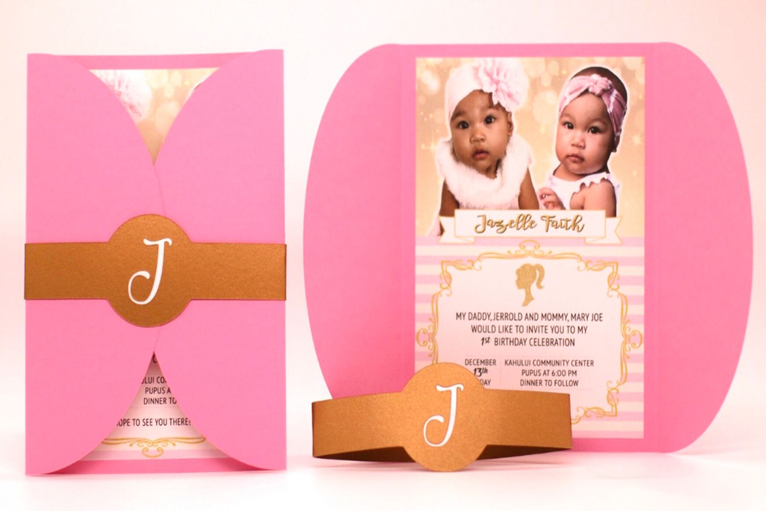 Customized tri-fold invitation.
