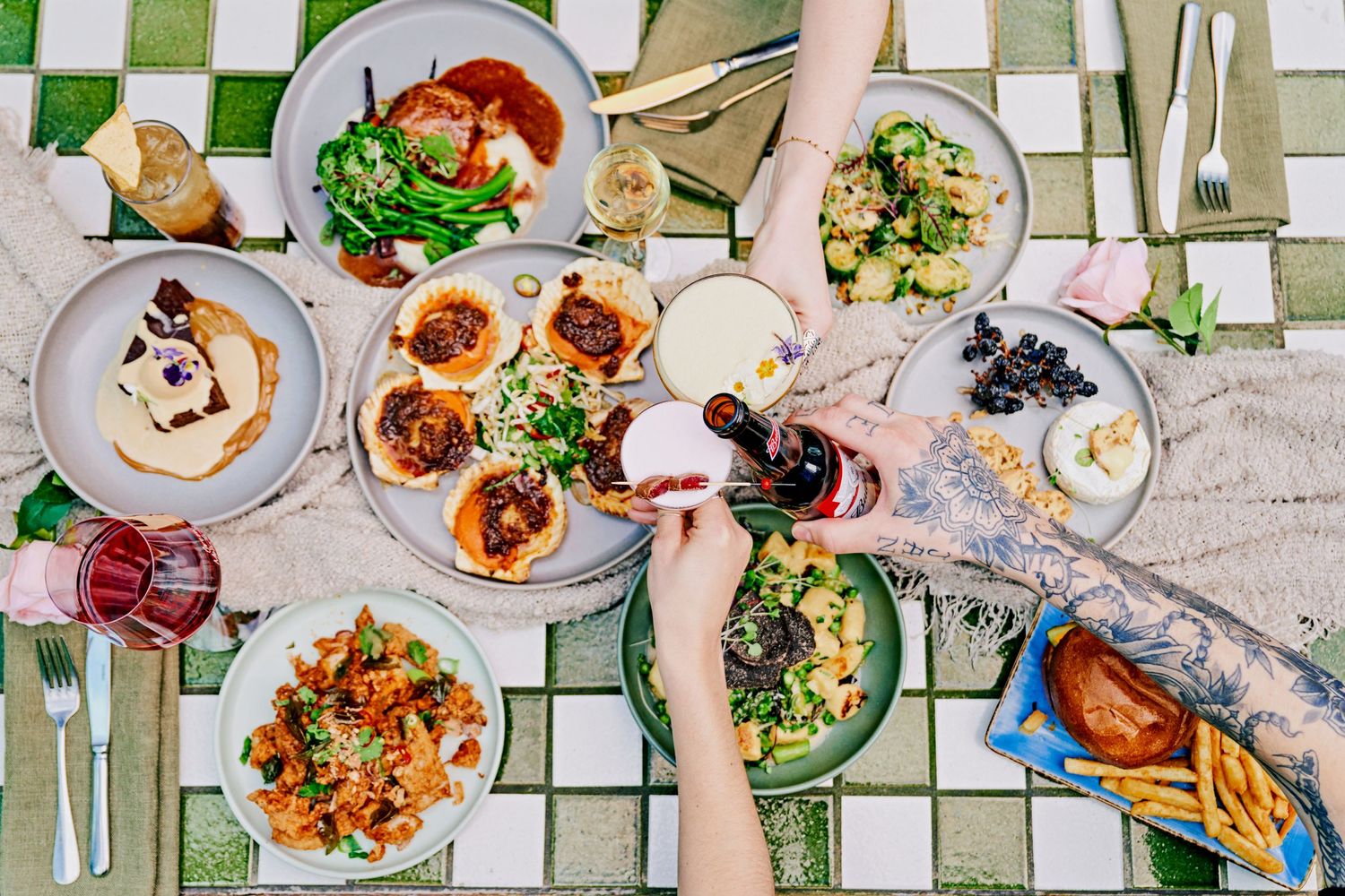 food on a table for a restaurant