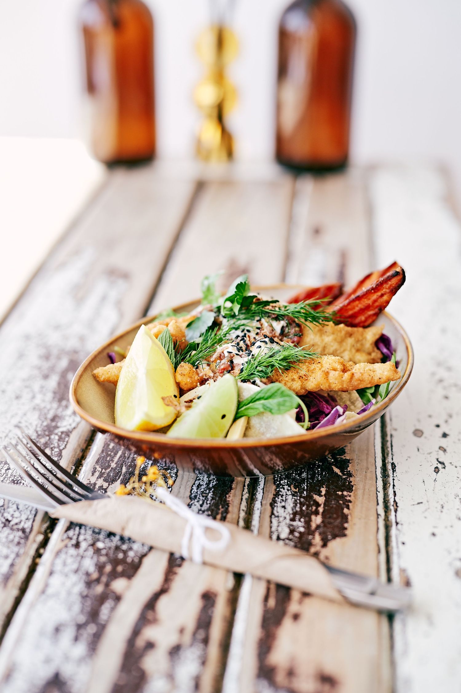 yummy lunch on a  table in a cafe