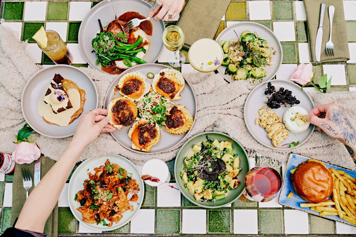 food on a table for a restaurant