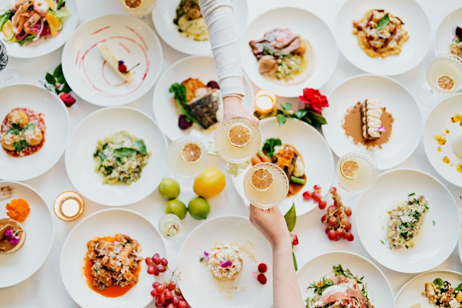 overhead table shot showing a vast range of foods.
