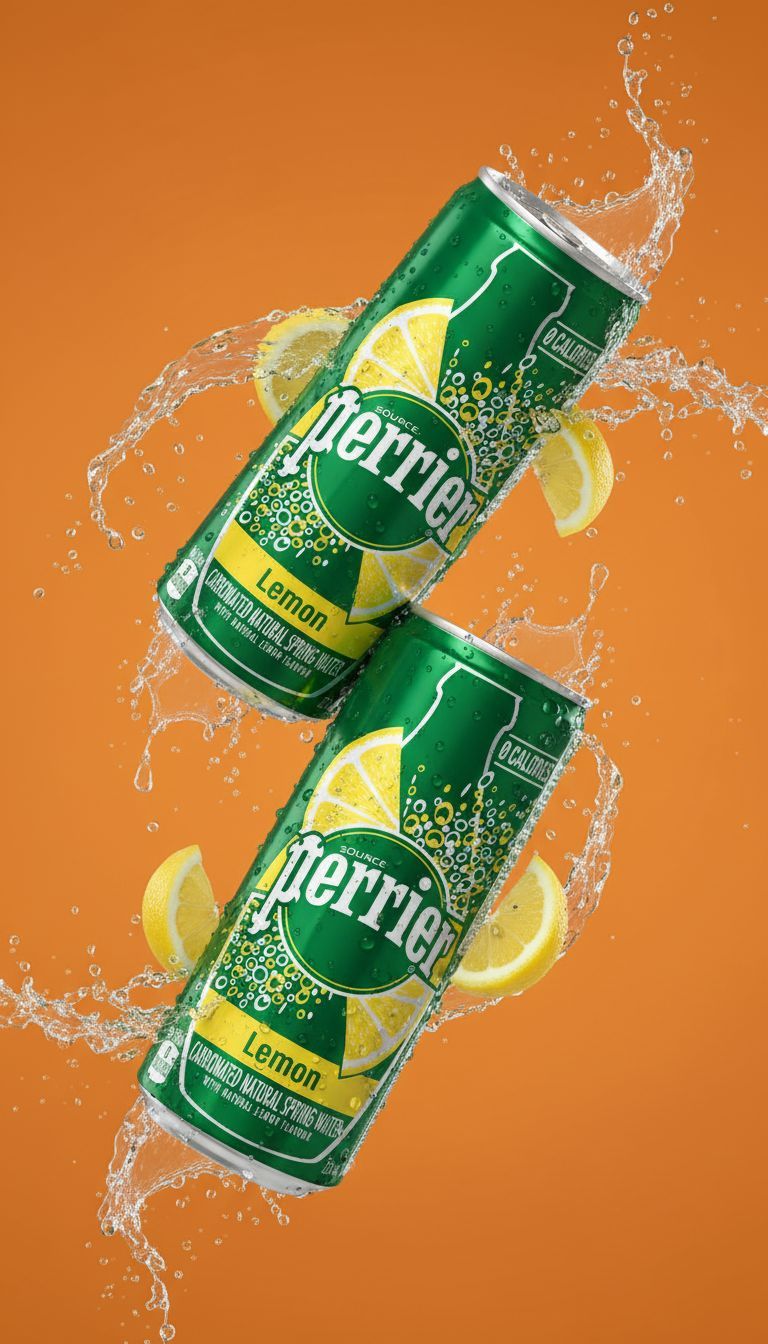 Fotografía profesional de producto. Comercial de producto. marca PERRIER