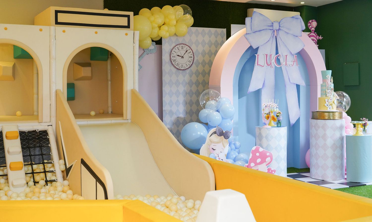 Fotografía profesional, fiesta de cumpleaños 1er. año.  temático Alicia en el país de las maravillas. Familia y amigos. Decoración