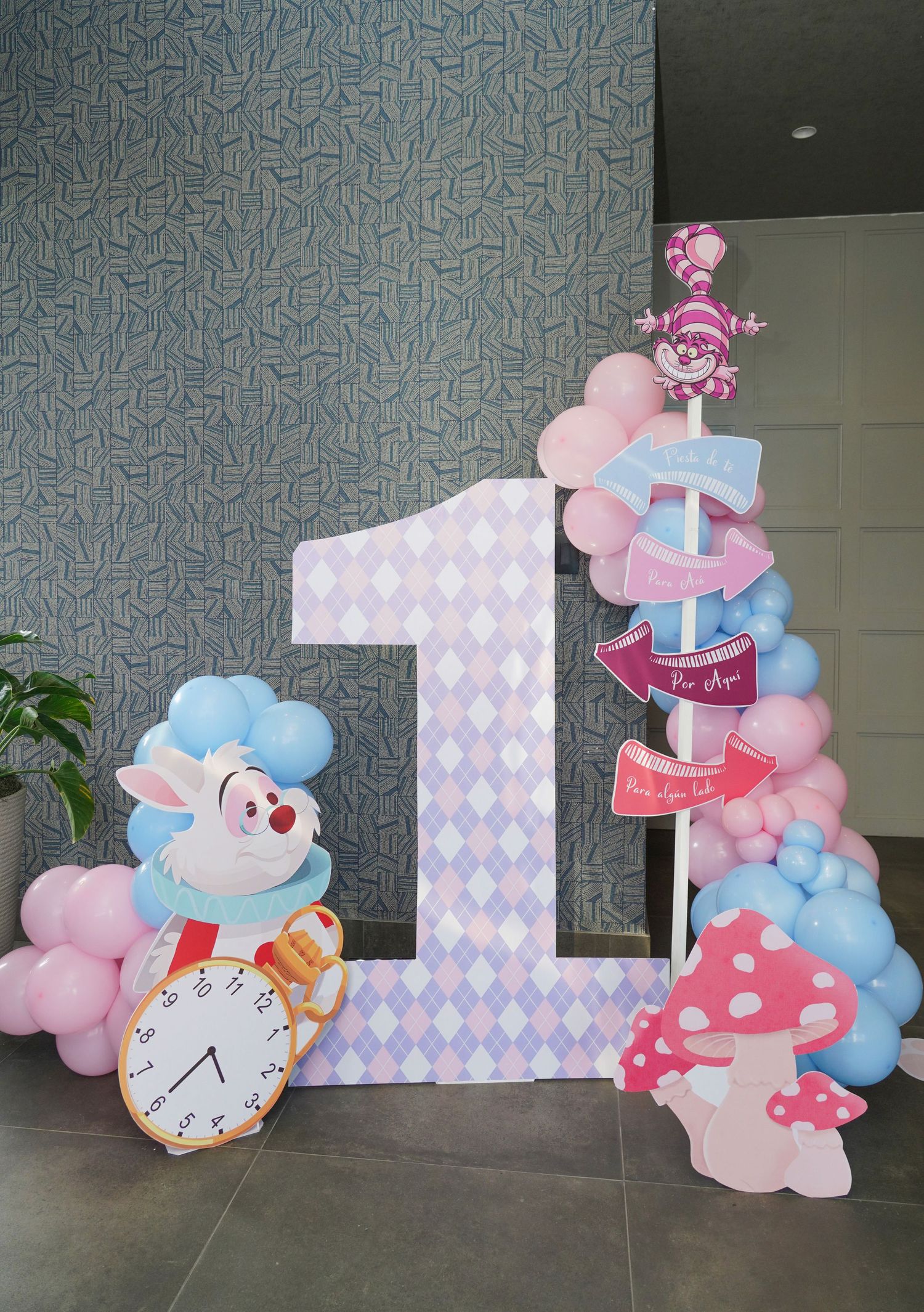 Fotografía profesional, fiesta de cumpleaños 1er. año.  temático Alicia en el pais de las maravillas. Decoración.