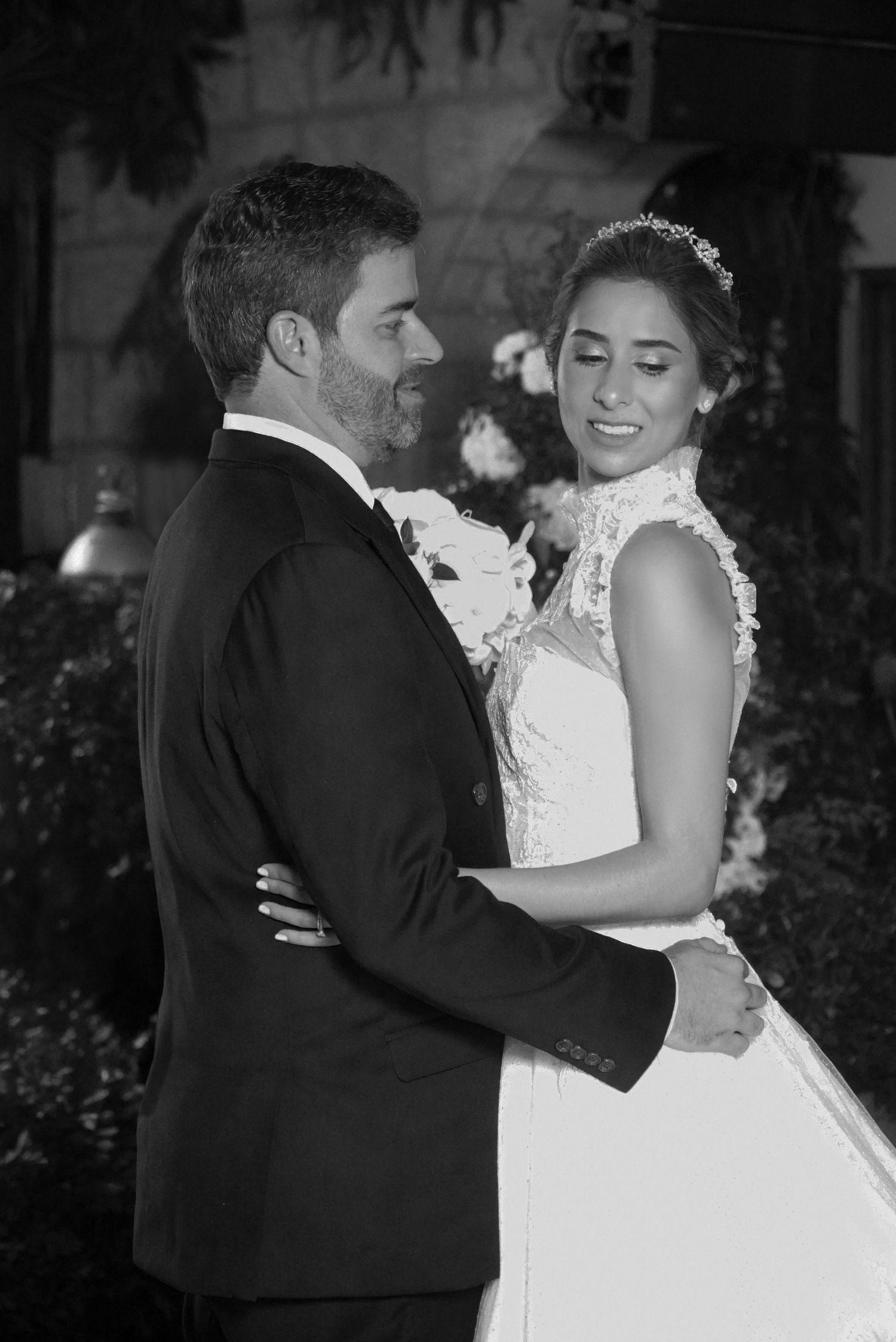 Fotografía profesional, Novios en su boda. retrato Blanco y negro.