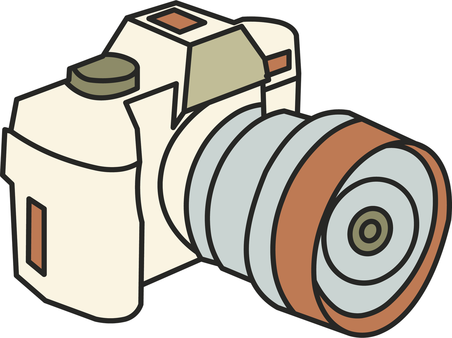 A repeating pattern of stylized brown and white cylindrical shapes arranged in a horizontal line.