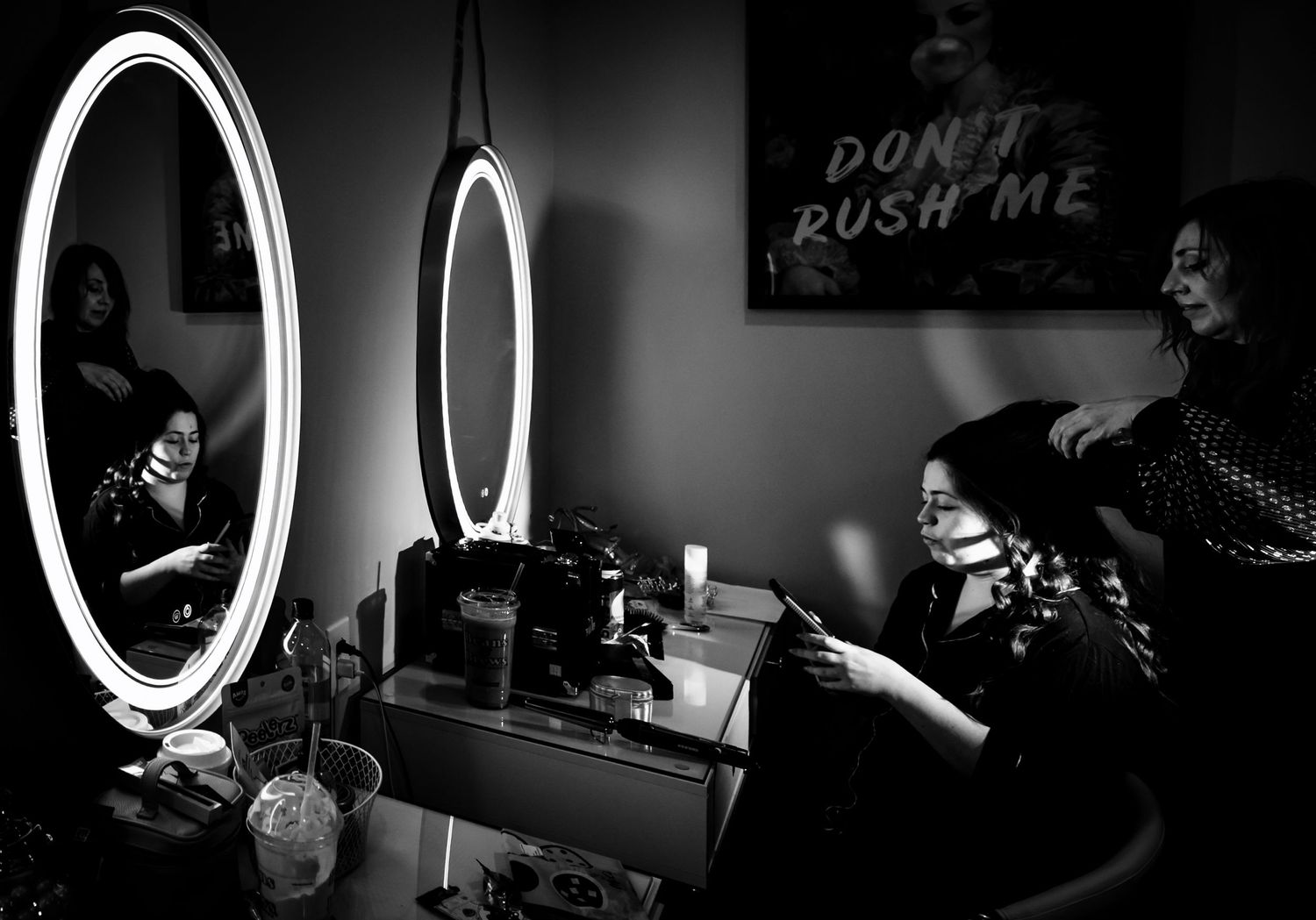 bride getting ready for wedding at Sego Lily Events, West Jordan, Utah