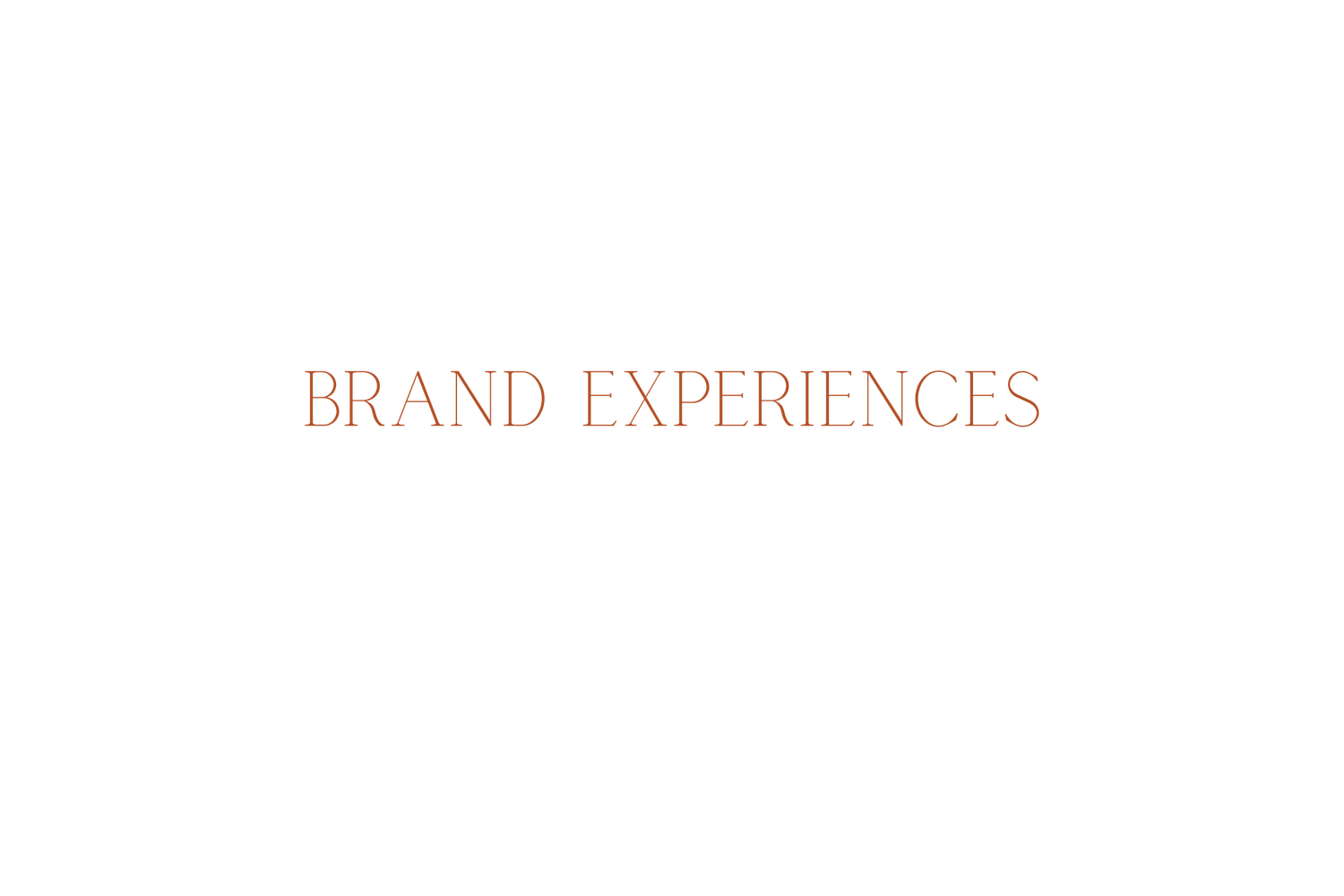 Elegant brand experiences text displayed in coral serif font on a clean white background.