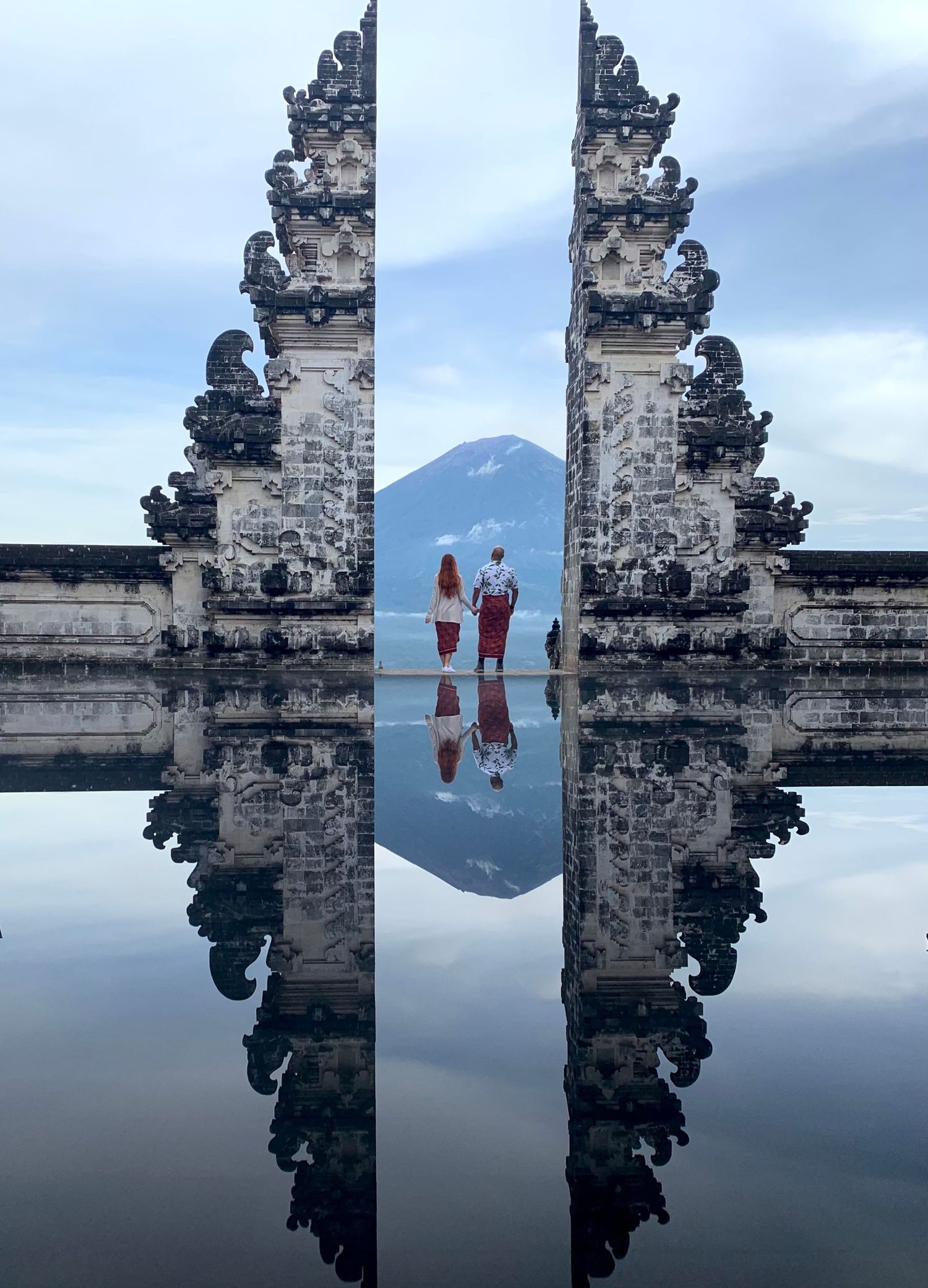Couple at the gates of Heaven in Bali, Indonesia