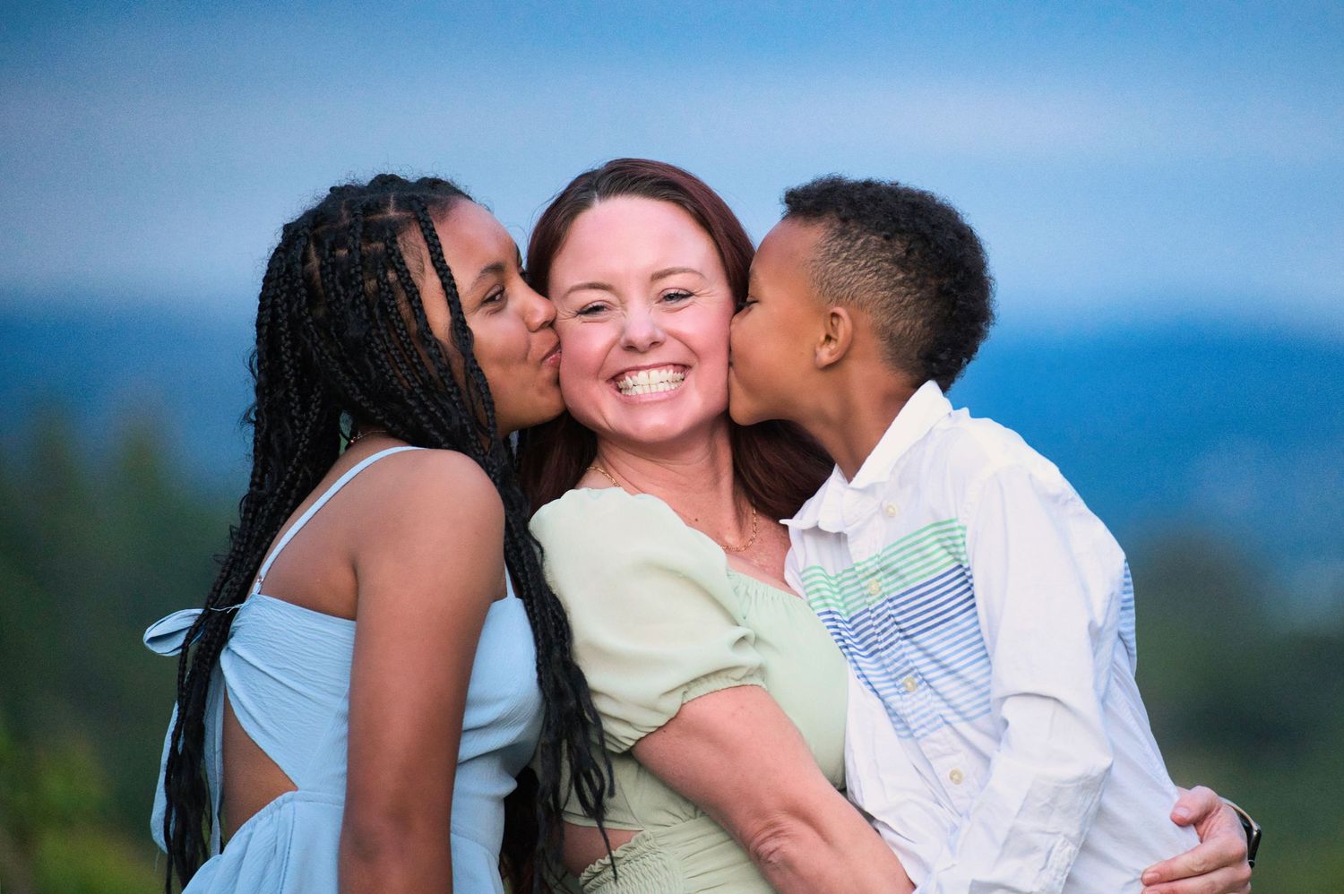 Natural family portrait session at golden hour in Roseville CA