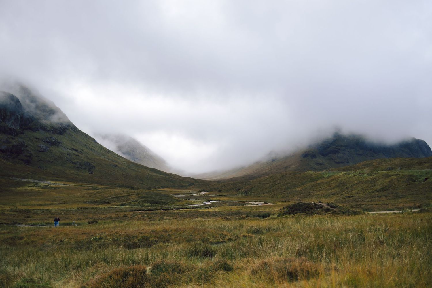 Glencoe Scotland Valley and fog