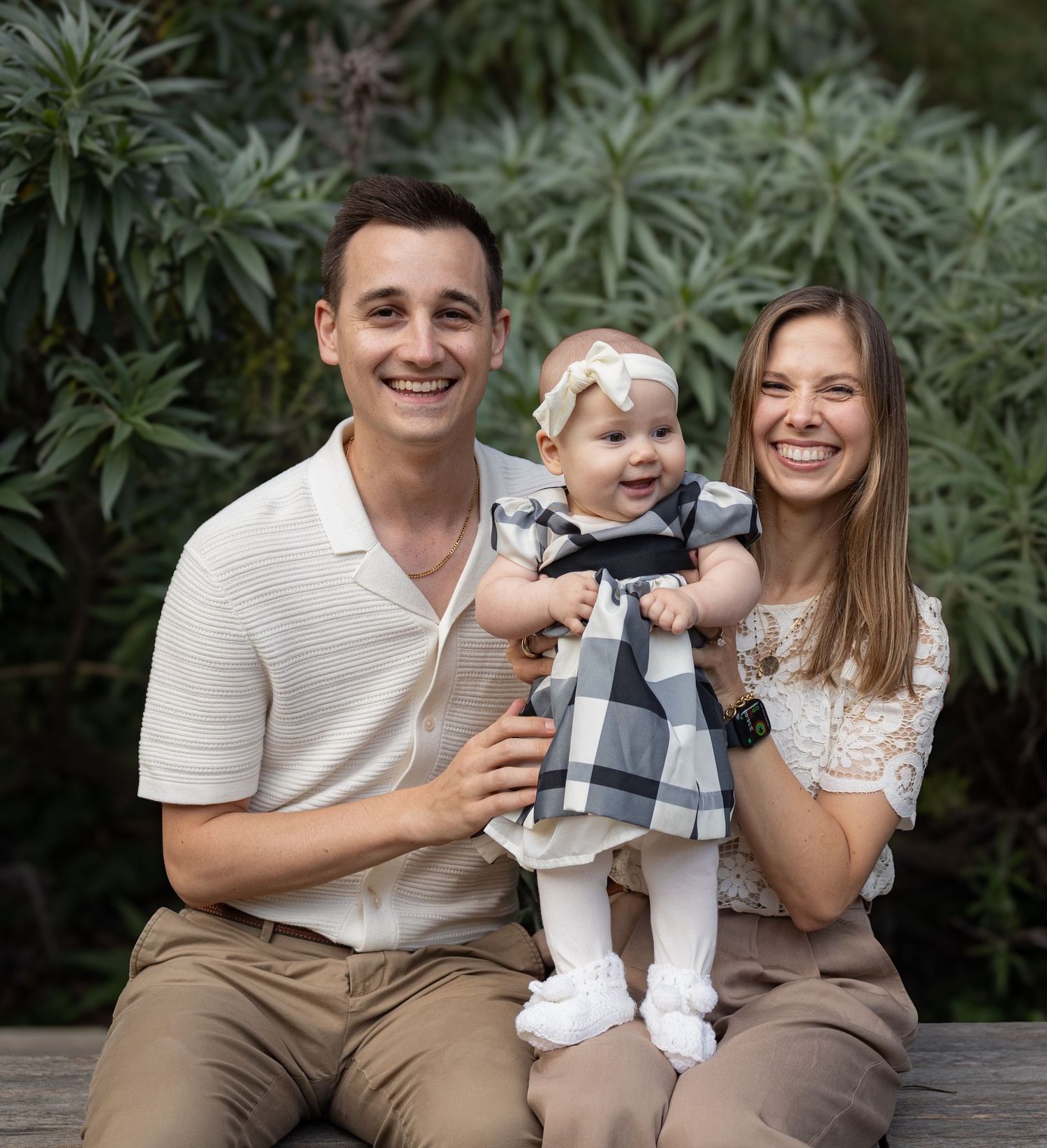 Outdoor Fall Mini session of family of three with 6 month old baby girl.