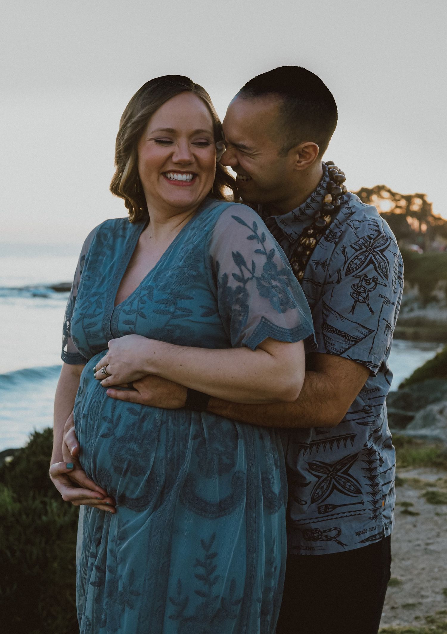 Hawaiian inspired beach maternity photoshoot.