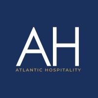 Atlantic Hospitality logo featuring bold AH initials on a navy blue background with company name in elegant typography.