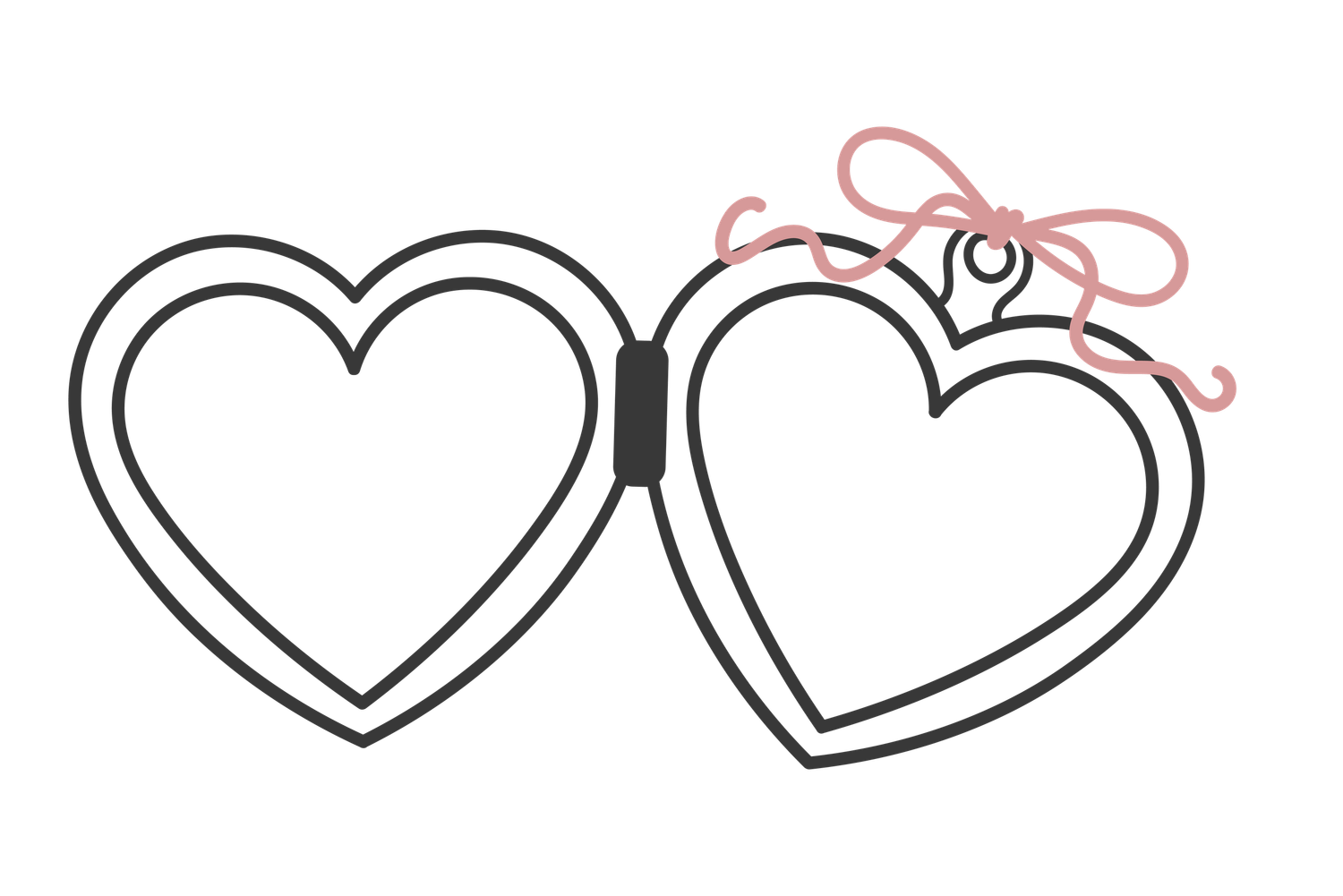 Heart locket with pink bow