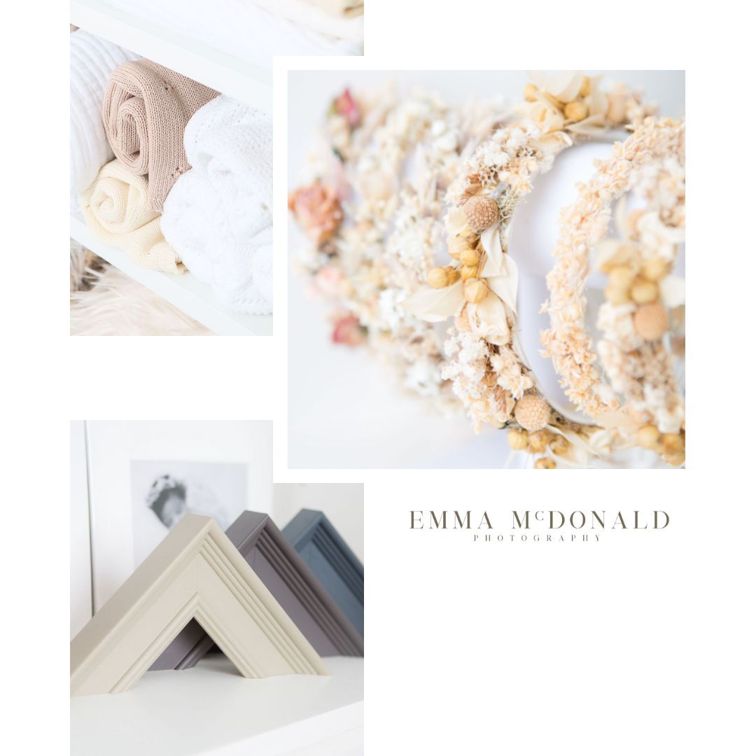 Professional photography branding materials displayed on white surface.