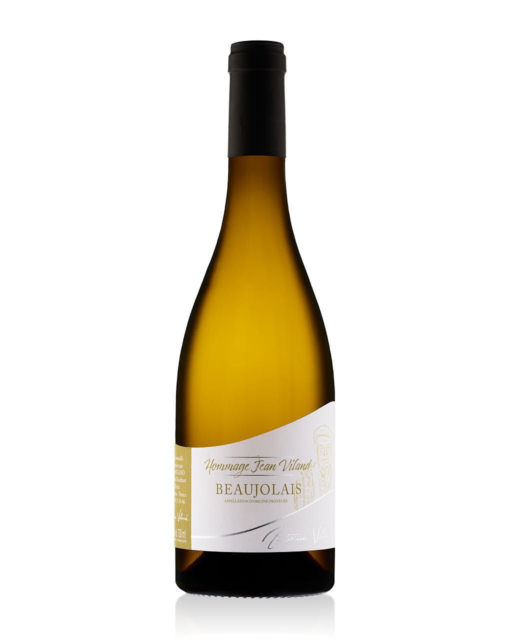 Photographe produits Yvelines - Packshot bouteille vin Beaujolais Antoine Viland Blanc e-commerce fond blanc - Studio professionnel