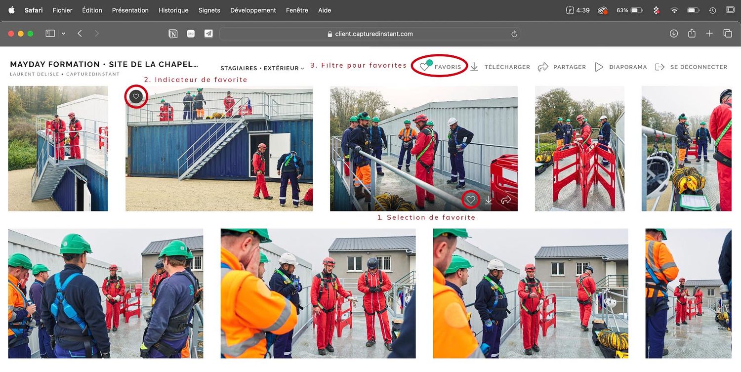 Guide Espace Client Capturedinstant - Maitre une image en Favori