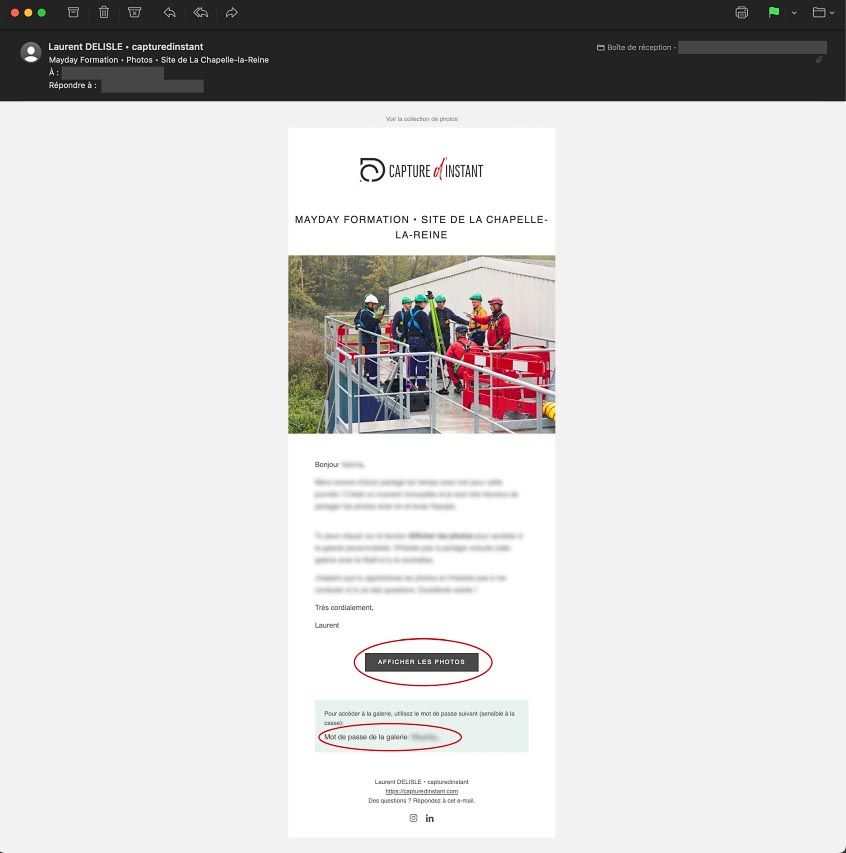 Guide Espace Client Capturedinstant - Email de confirmation avec mot de passe