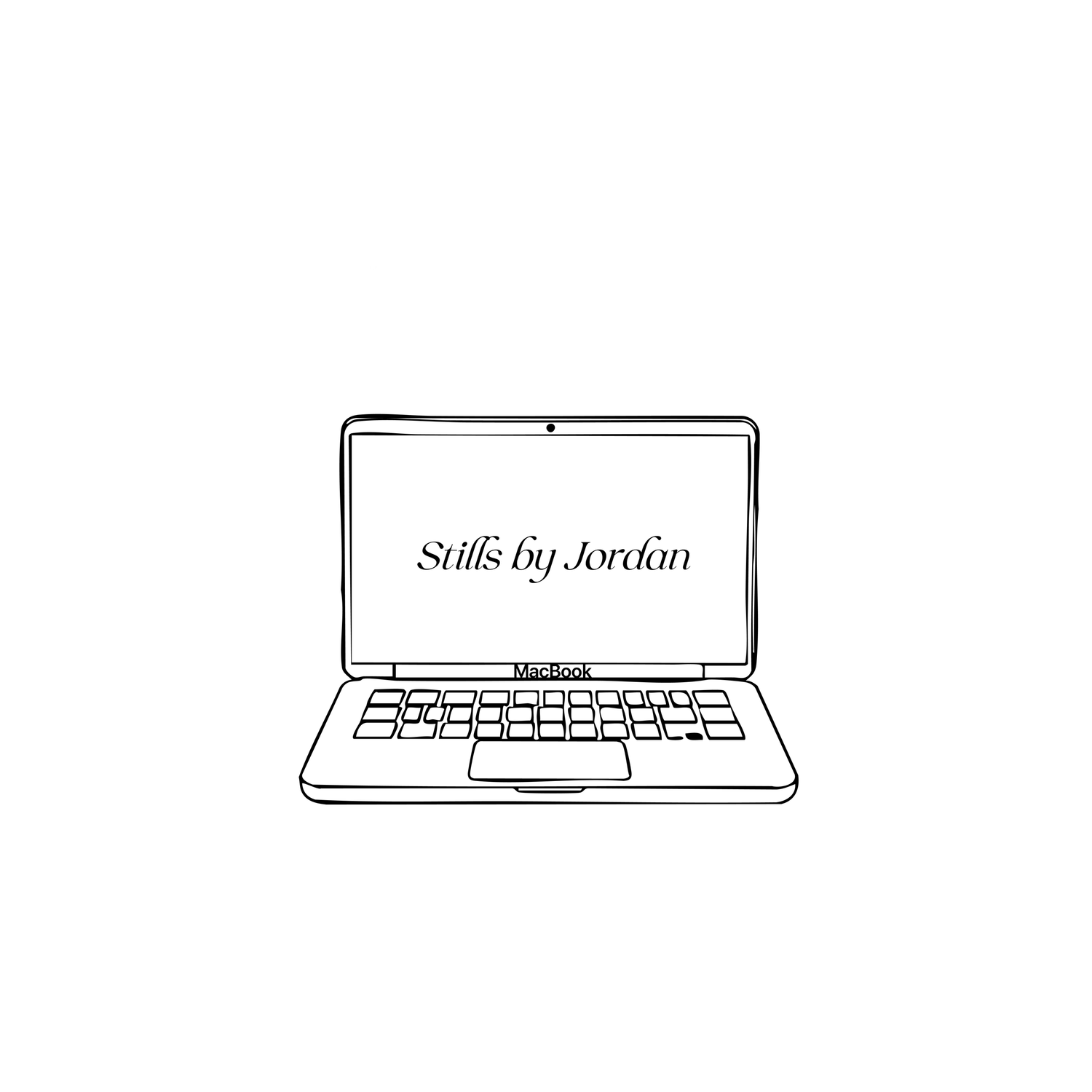 Three minimalist laptop computer line drawings arranged horizontally showing different laptop designs.
