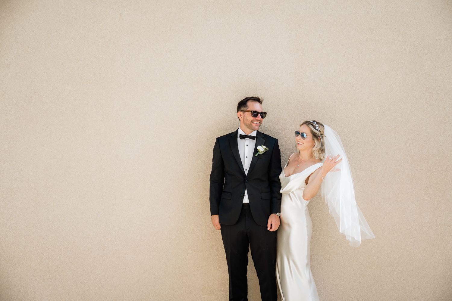 Minimalistic wedding couple portrait
