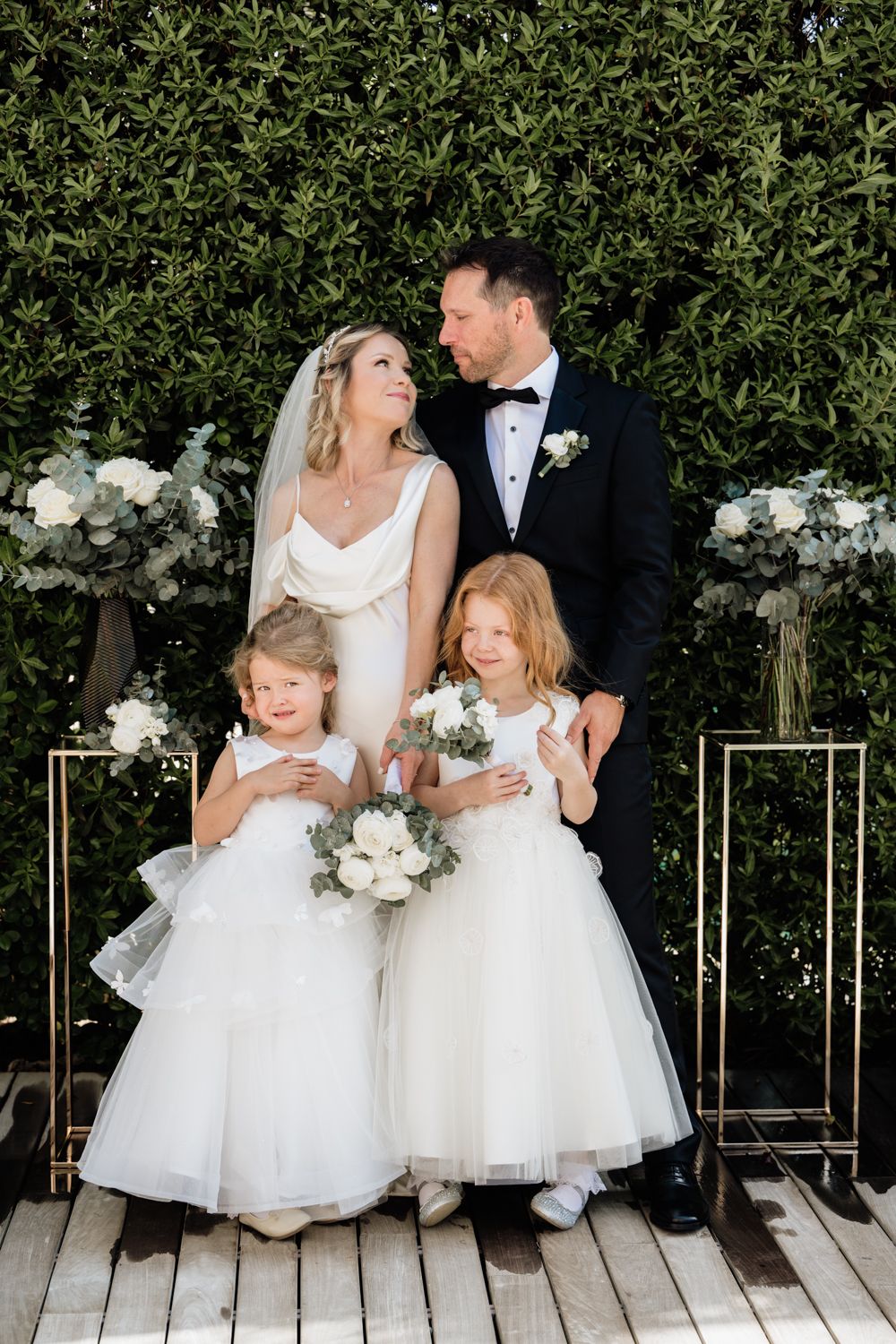 Small wedding garden ceremony family portrait