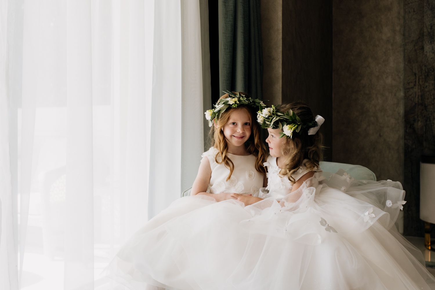 Flower girls chatting