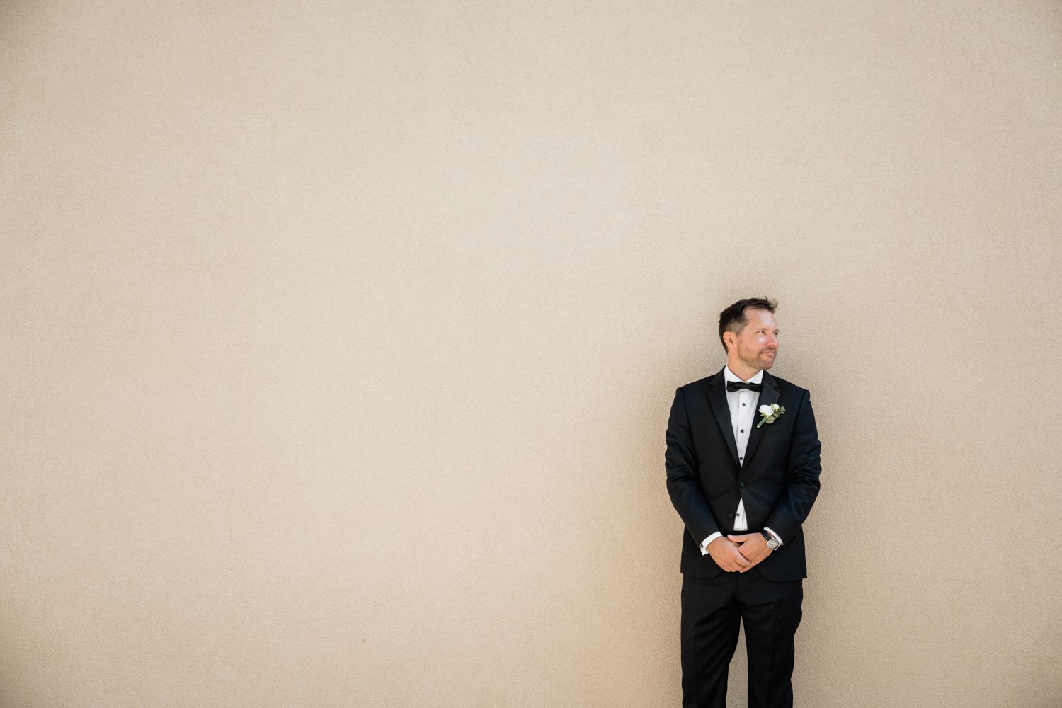 Minimalistic wedding groom portrait