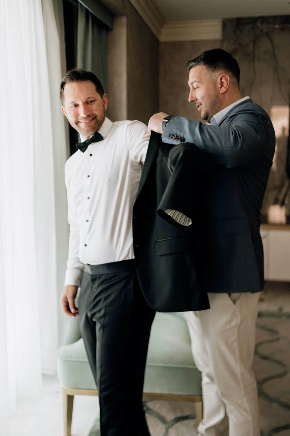 Groom getting ready
