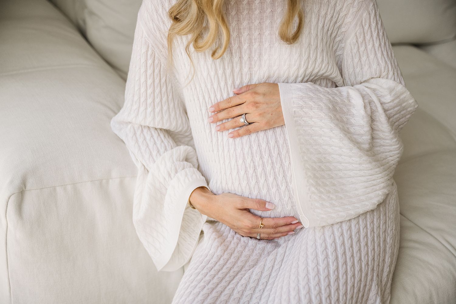 maternity photo session at home white dress