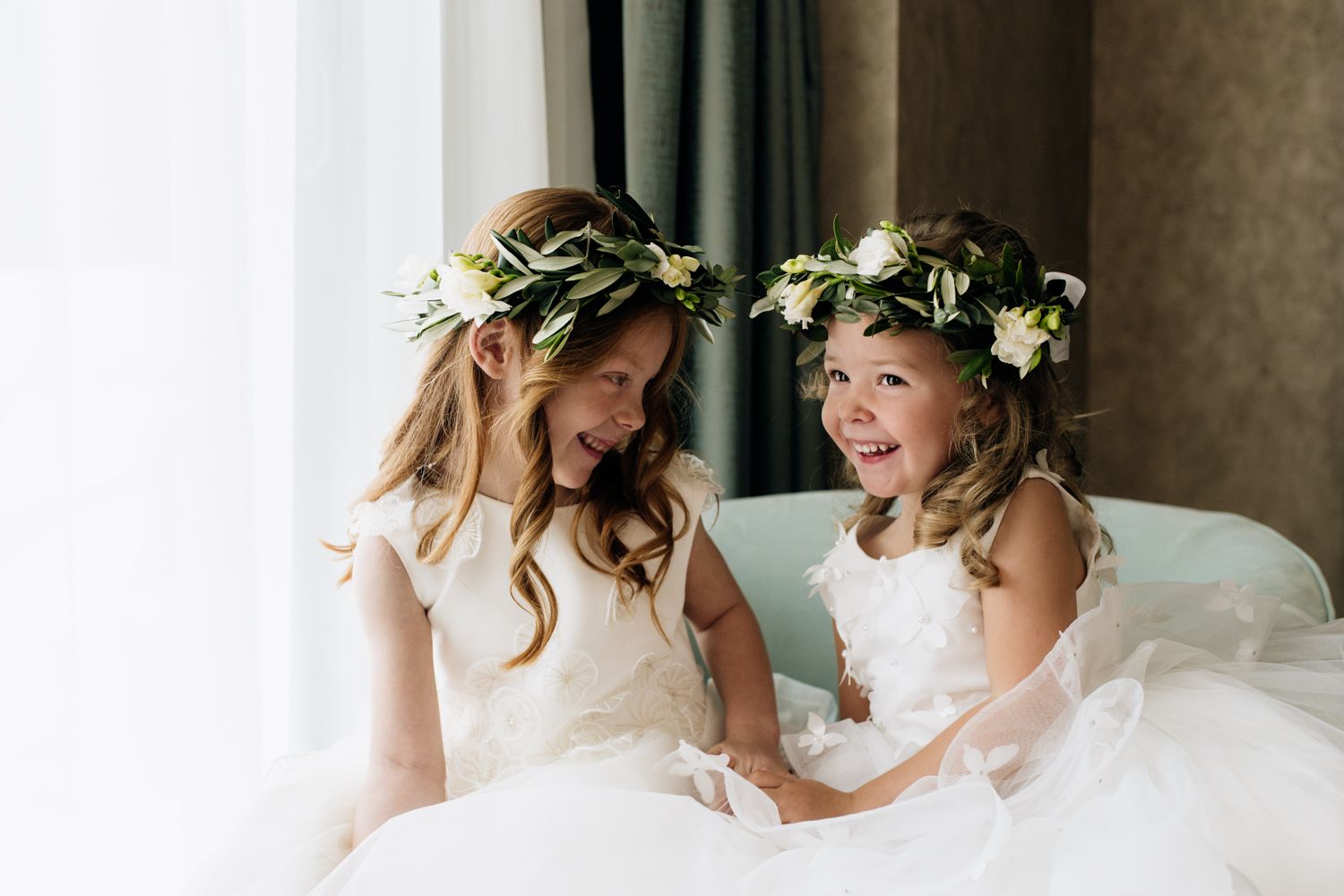 Flower girls giggling