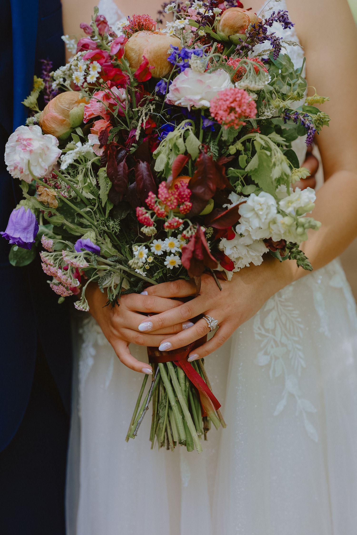 bridal bouquet with wedding rings